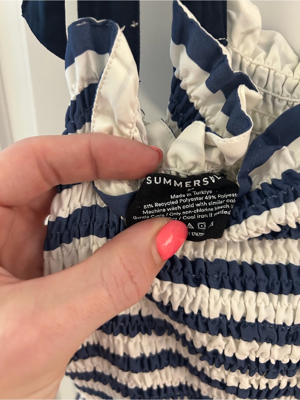 Summersalt Navy and White Striped Maxi Dress with Tie Straps - Picture 3 of 5